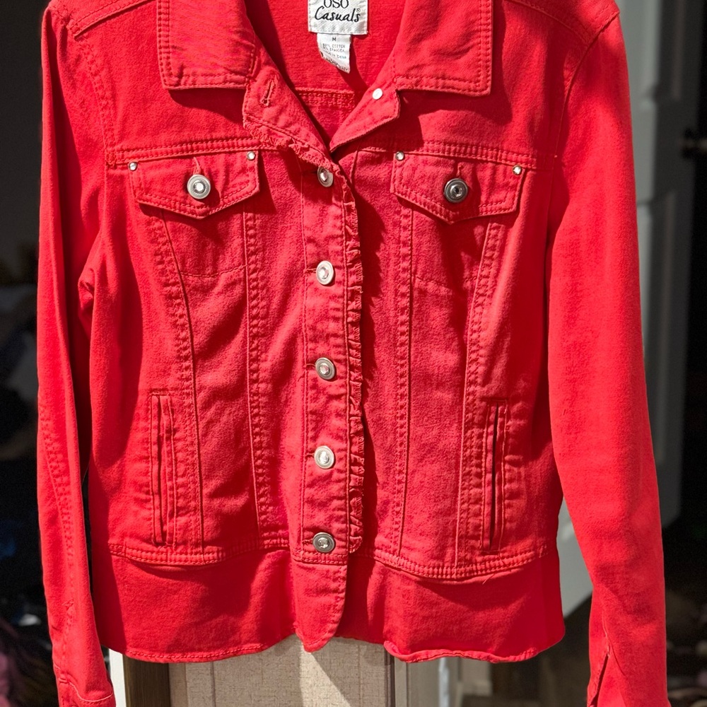 Vibrant Red Denim Jacket by Cato